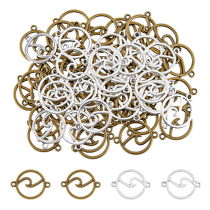 80шт 2 стили подвески из сплава в тибетском стиле, плоский круглый с волнистыми звеньями