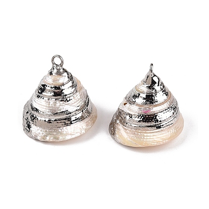 Подвески натурального морских раковин, подвески в форме ракушек с железными петлями платинового тона