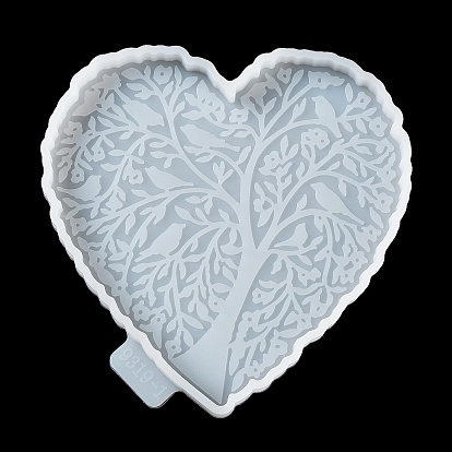 Tree of Life Pattern Heart/Flat Round DIY Cup Mat Silicone Molds, Resin Casting Molds, for UV Resin, Epoxy Resin Craft Making