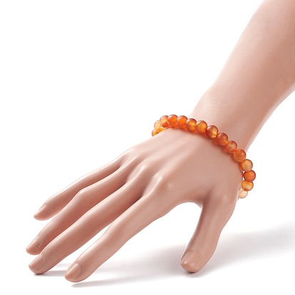 Natural Carnelian Round Beaded Stretch Bracelet, Gemstone Jewelry for Women