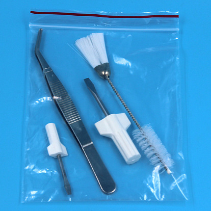 Sewing Machine Cleaning Tool Sets, including Double Head Nylon Brush, Screwdriver, Stainless Steel Tweezers