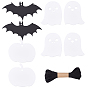 8Pcs 4 Style Acrylic Label Card, with 1 Bundle Jute Cord, for Halloween Decotation, Pumpkin, Ghost, Bat