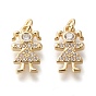 Brass Micro Pave Cubic Zirconia Charms, Long-Lasting Plated, Girl, Clear