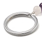 Gemstone Cone Pendant Keychain, with 7 Chakra Gemstone Beads and Platinum Tone Brass Findings