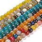 Природный агат бисер нитей, окрашенная и подогревом, круглые, граненые