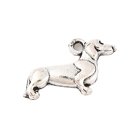 Tibetan Style Alloy Puppy Pendants, Sausage Dog/Dachshund, Cadmium Free & Lead Free, 20x13x3mm, Hole: 1mm