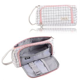 Холщовый пенал, сумка для хранения держателя ручки, прямоугольник с рисунком тартана