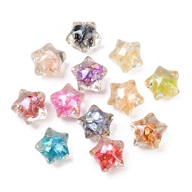 Прозрачный бисер cmолой, звезда, золотой фольгой