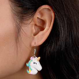 Cute Unicorn Pendant Earrings - European and American Fashion, Lovely Animal Earrings.