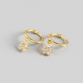 Sparkling Starry Silver Earrings with Zirconia Stones for Women - Elegant and Versatile Jewelry Piece