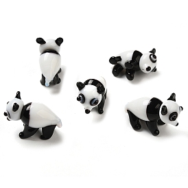HHandmade Lampwork Home Decorations, 3D Panda Ornaments for Gift