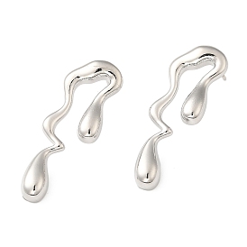 Rack Plating Brass Melting Teardro Dangle Stud Earrings for Women, Lead Free & Cadmium Free, Long-Lasting Plated