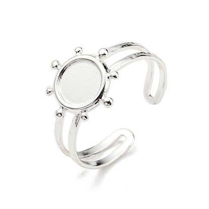 304 Stainless Steel Open Cuff Finger Ring Cabochon Settings, Bezel Cup Ring Settings, Helm
