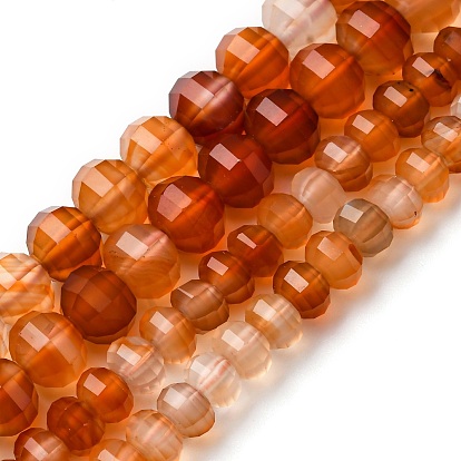 Природного сердолика нитей бисера, окрашенная и подогревом, граненые, тыква