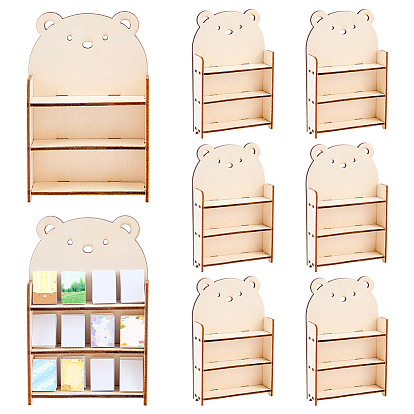 8 Sets 3-Tier Wooden Display Riser Stands for Jewelry Cosmetic Glasses, Bear Shape