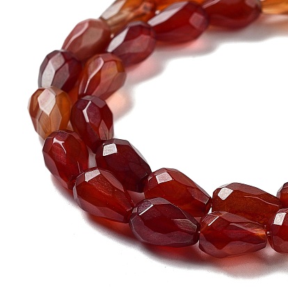 Natural Red Agate Beads Strands, Faceted Teardrop