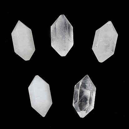 Natural Quartz Crystal Double Terminated Pointed Beads, Rock Crystal Beads, No Hole, Faceted, Bullet