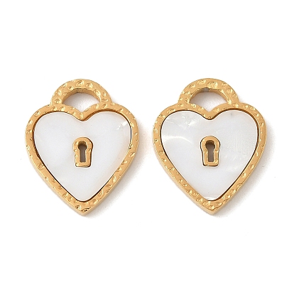 304 подвески-замки-сердечки из нержавеющей стали с натуральным белым корпусом, ионное покрытие (ip)