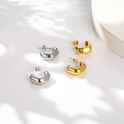 304 из нержавеющей стали серьги, прямоугольные серьги-кольца в форме полукольца