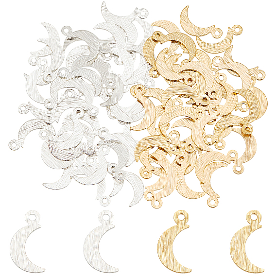 80 шт 2 цвета латунные подвески, долговечный, луна