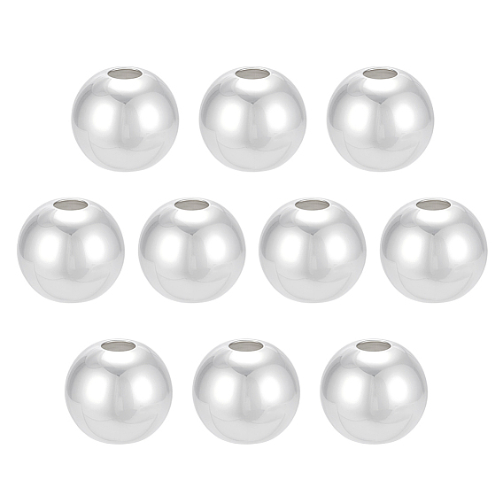 10 шт. 925 бусины из стерлингового серебра, круглые