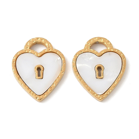304 подвески-замки-сердечки из нержавеющей стали с натуральным белым корпусом, ионное покрытие (ip)