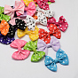 Handmade Woven Costume Accessories, Heart Printed Grosgrain Bowknot, 43x56x8mm, about 200pcs/bag
