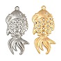 304 Stainless Steel with Crystal Rhinestone Big Pendants, Fish Charms