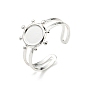 304 Stainless Steel Open Cuff Finger Ring Cabochon Settings, Bezel Cup Ring Settings, Helm