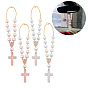 4 шт. 2 стили стеклянные и сплавные эмалевые кресты подвесные украшения, с железной цепью и застежками-карабинами из сплава, для автомобильных подвесных украшений