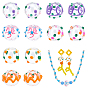 12Pcs 6 Style Transparent Glass Enamel Beads, Hand Drawn Beads, Round