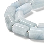 Natural Aquamarine Beads Strands, with Seed Beads, Faceted, Column