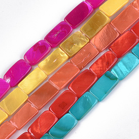 Spray Painted Freshwater Shell Beads, Rectangle
