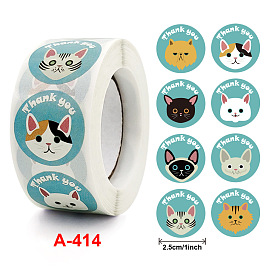 8 Styles Stickers Roll, Round Paper, Adhesive Labels, Decorative Sealing Stickers, for Gifts, Party