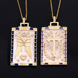 Hip-hop Cross Angel Wing Tarot Necklace Jewelry