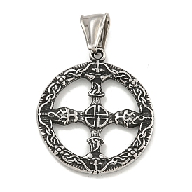 316 Surgical Stainless Steel Pendants, Viking Rune Cross Charm