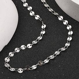 Anti-Tarnish 304 Stainless Steel Flat Sequin Chain Necklaces for Women