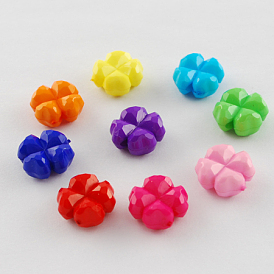 Opaque Acrylic Beads, Faceted Clover, 11x11x6mm, Hole: 1mm, about 1100pcs/500g