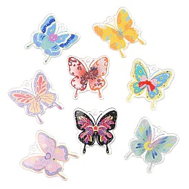 Прозрачные акриловые подвески, с блеском порошок, бабочка