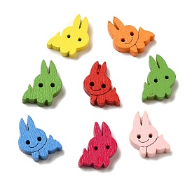 Cartoon Bunny Buttons, Wooden Buttons, Rabbit