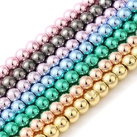 Electroplate Glass Beads Strands, Pearl Luster Plated, Round