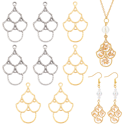 8 шт. 2 цвета 304 подвески из нержавеющей стали с открытой задней частью, для diy уф смолы, эпоксидная смола, Прессованные цветочные украшения