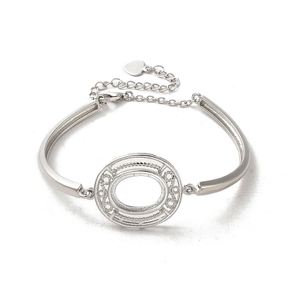 Fabricación de brazaletes de cadena de latón, brazalete de bandeja, flores / ovalada