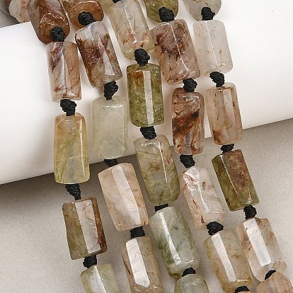 Природные Rutilated кварцевые нити бисера, колонка, граненые