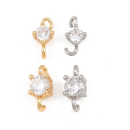 Латунные подвески с плоскими круглыми соединителями из прозрачных кубических цирконий