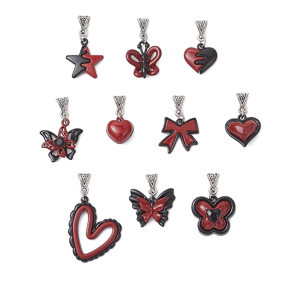 Подвески из сплава с двойным экраном красного и черного цвета, с подвесками из сплава