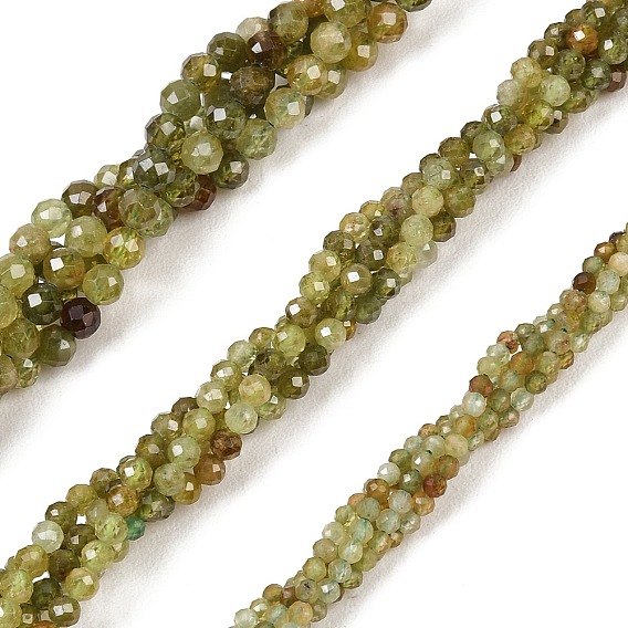Естественный зеленый гранат бисер нитей, круглые, граненые