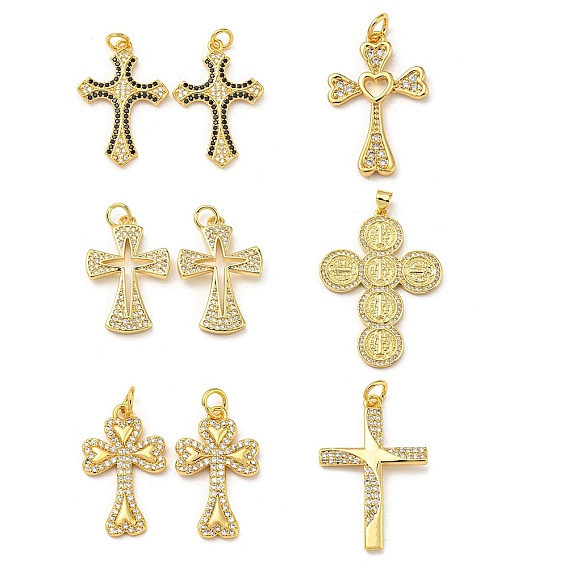 Латунь с кубическим цирконием подвеской, без кадмия и без свинца, крестик