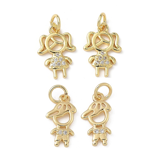 Латунные микро проложить кубического циркония подвески, стойки покрытие, шармы в форме человека , без свинца и без кадмия, долговечный, с целью перехода в кольце
