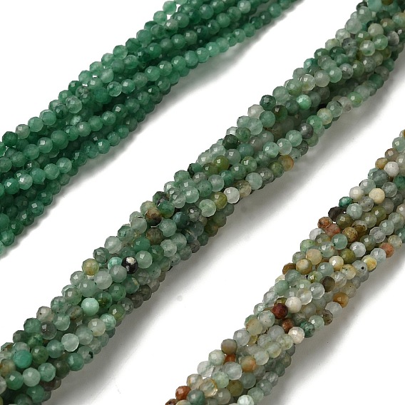 Природные африканские нефритовые бусы пряди, граненые, круглые